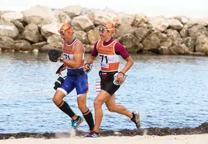 Swimrun on a beach at Marseilles