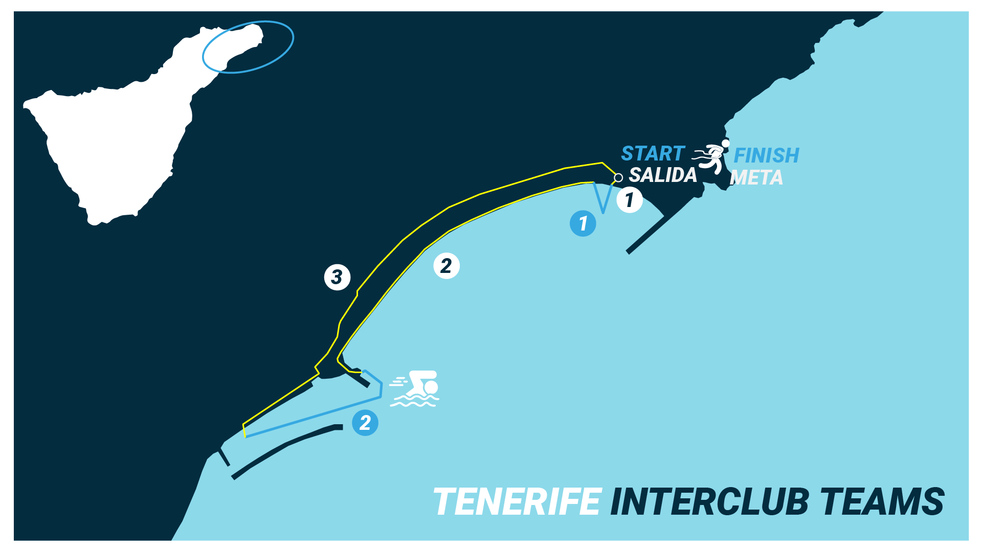 Map of a swimrun race in the Canary Islands. Map of a swimrun race in the Canary Islands.
