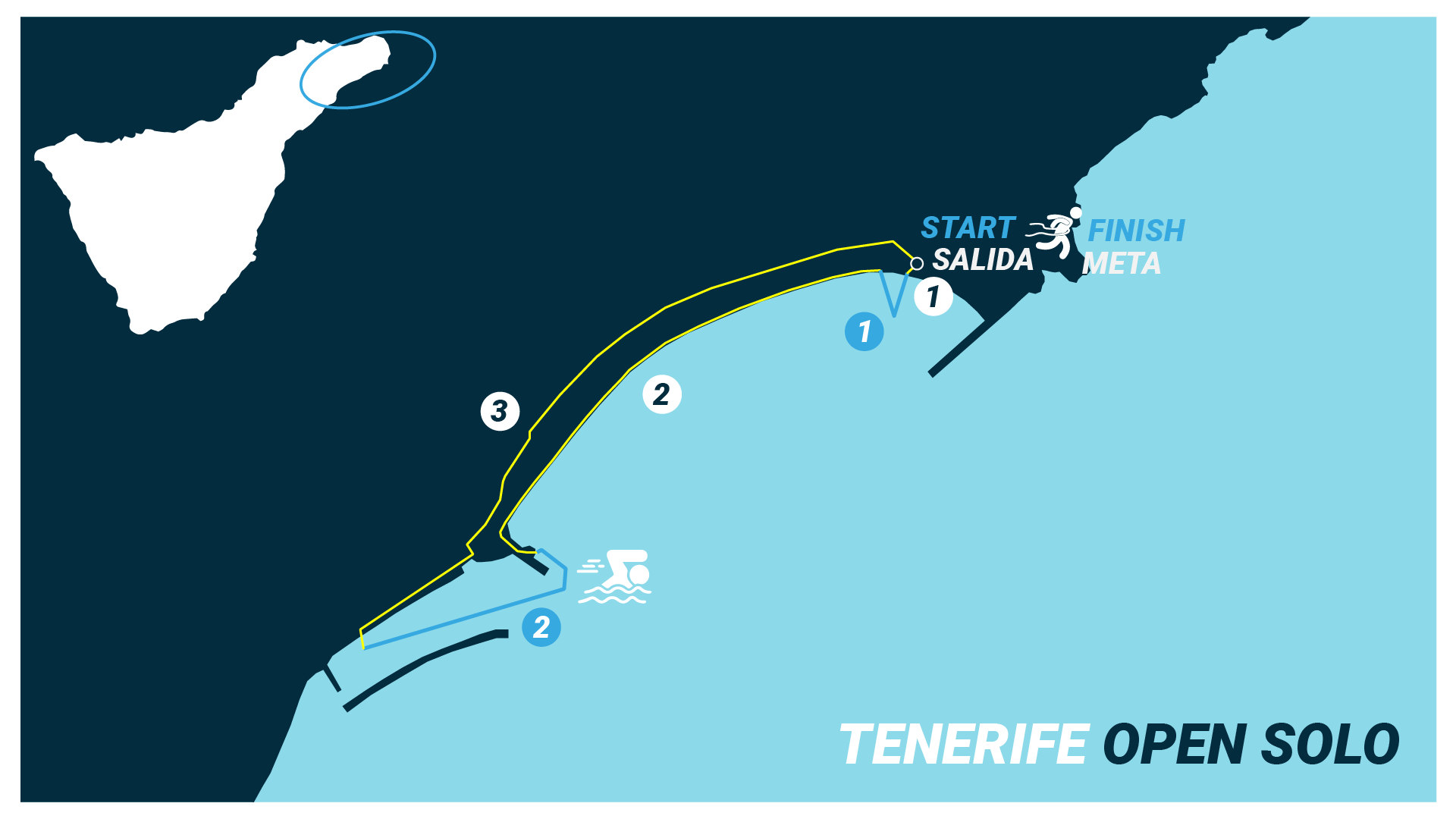 Map of a swimrun race in the Canary Islands. Map of a swimrun race in the Canary Islands.