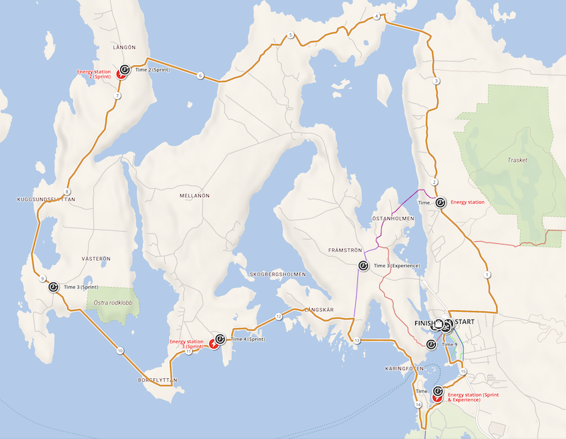 Otillo swimrun Sprint distance route map
