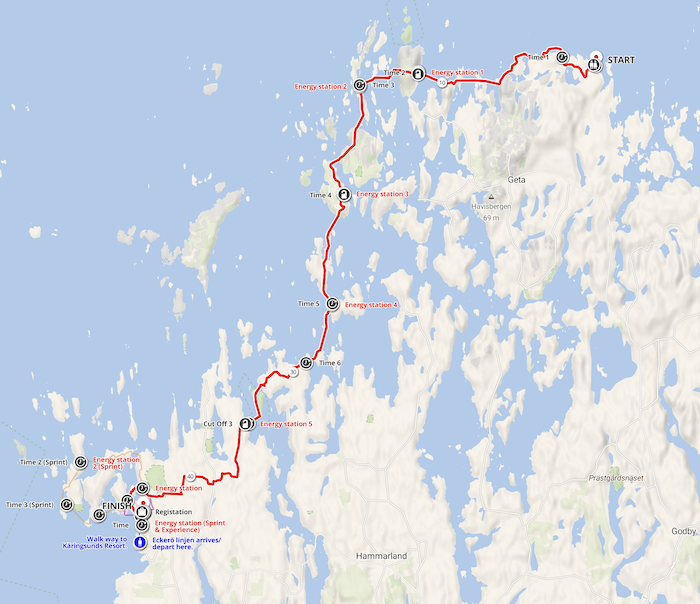 Otillo swimrun World Series distance route map
