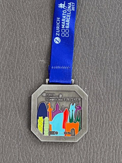 A Barcelona Marathon finisher's Medal A Barcelona Marathon finisher's Medal