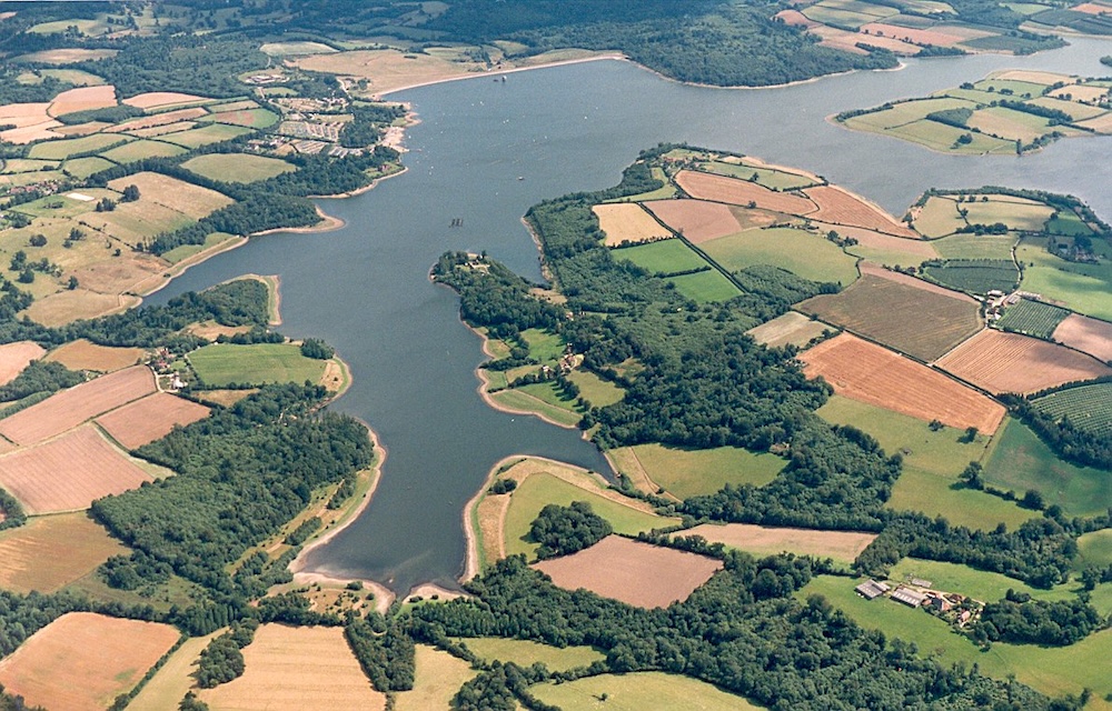 Bewl Water reservoir from the air Bewl Water reservoir from the air