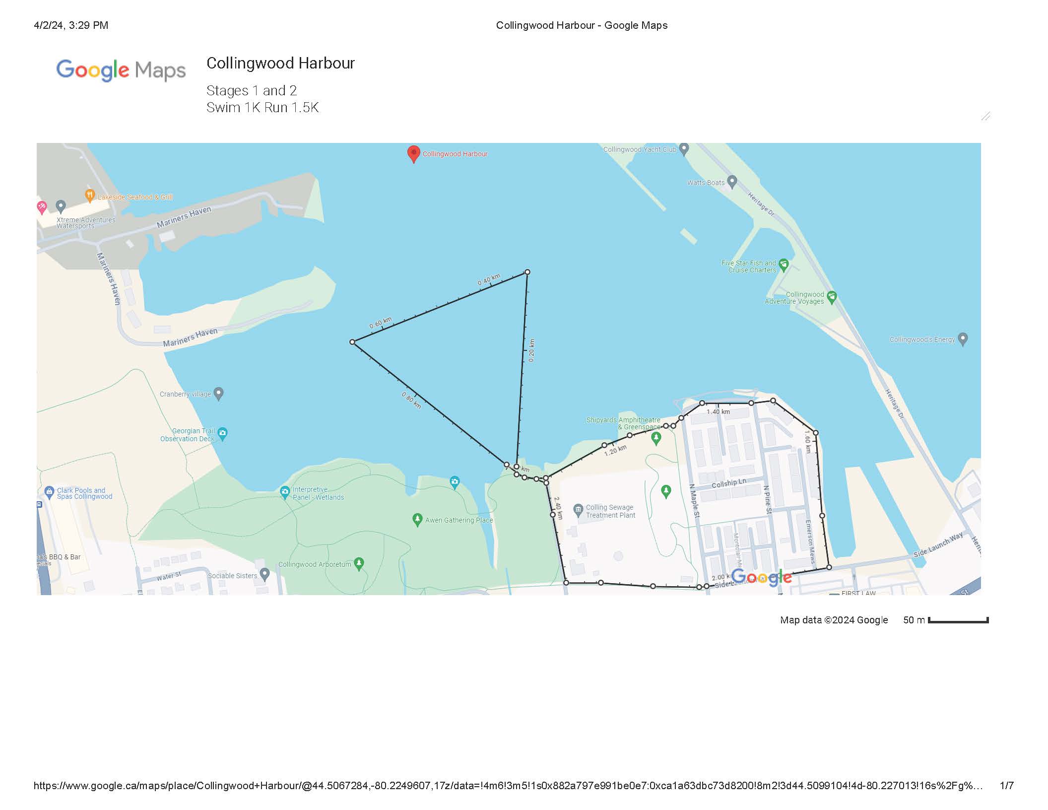 Mudskipper Collingwood swimrun race map 1