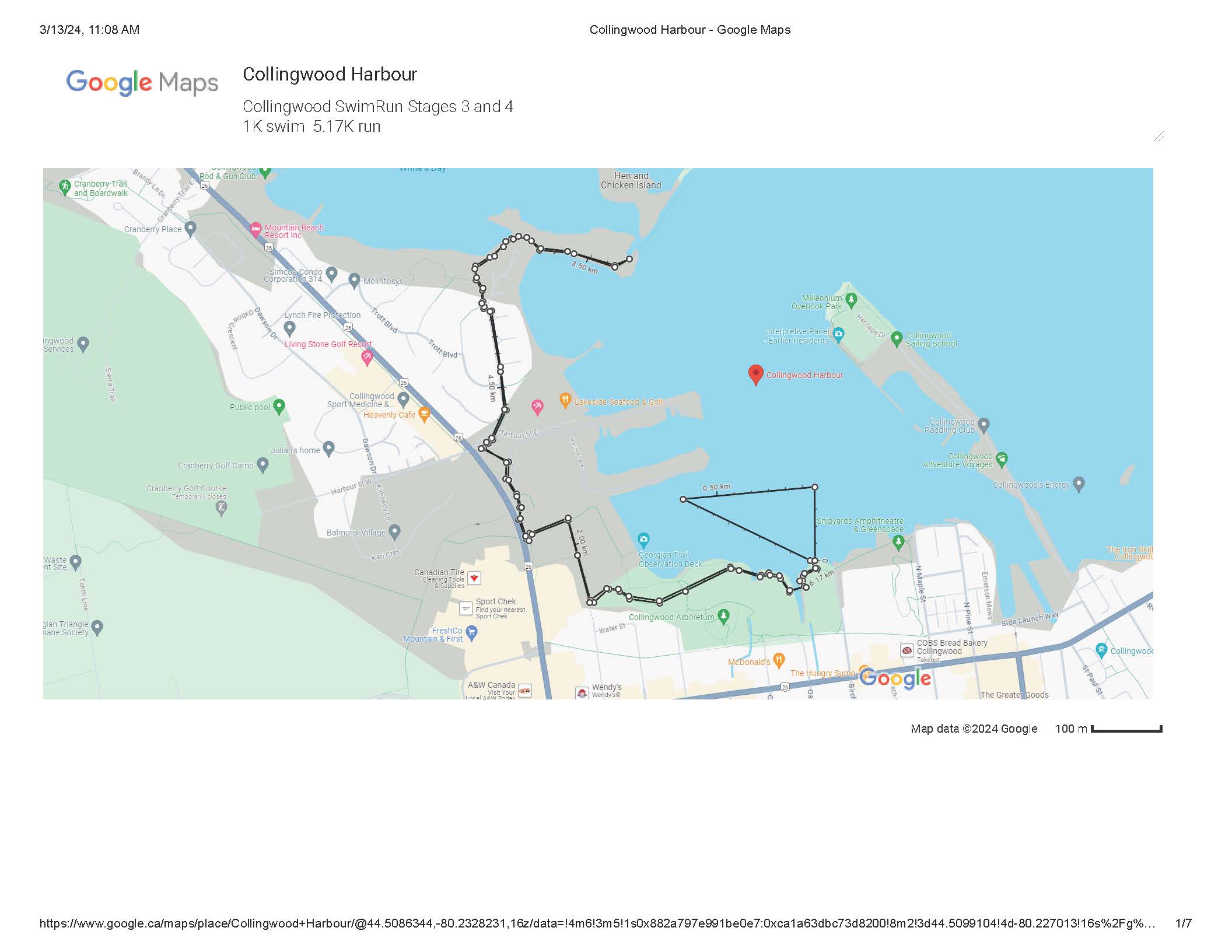 Mudskipper Collingwood swimrun race map 2
