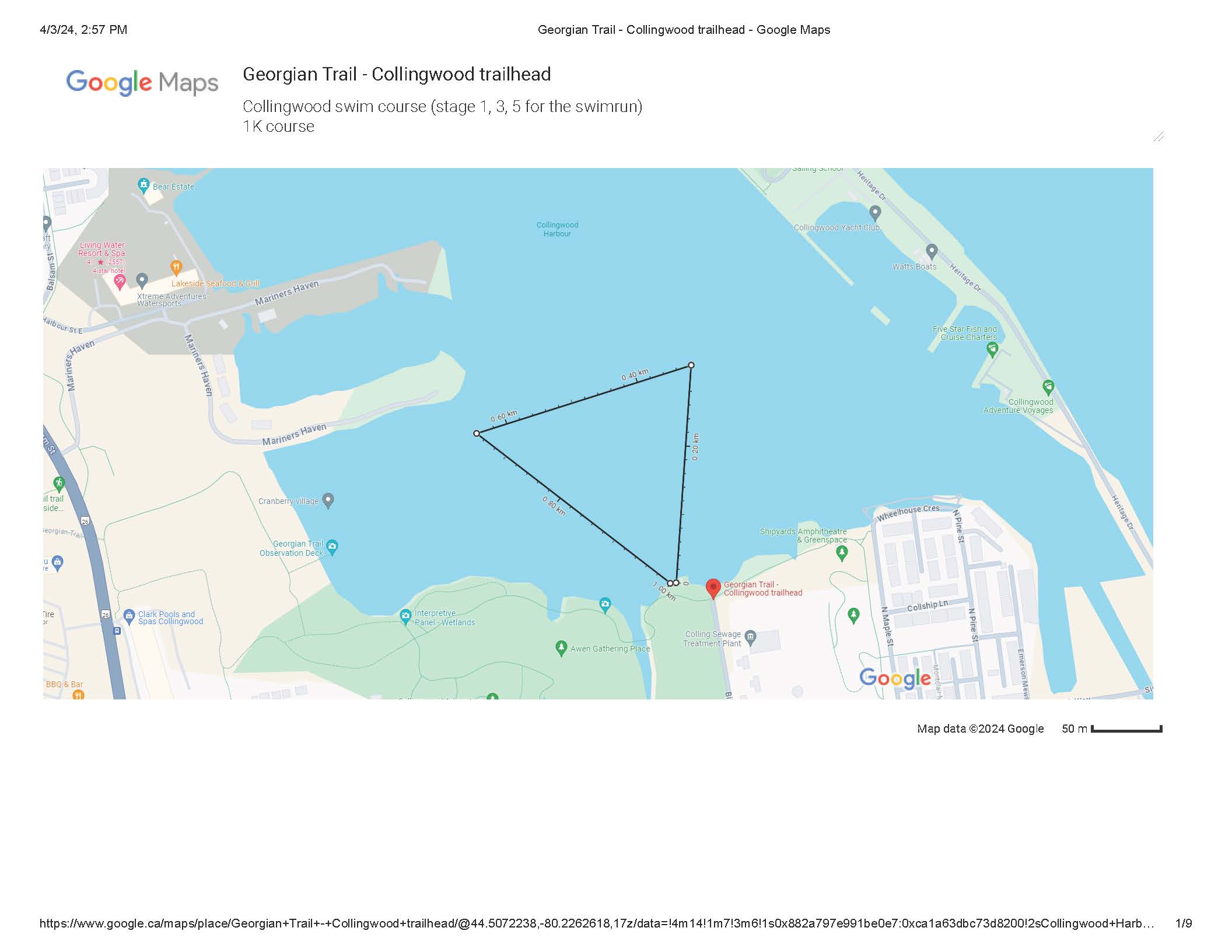 Mudskipper Collingwood swimrun race map 3