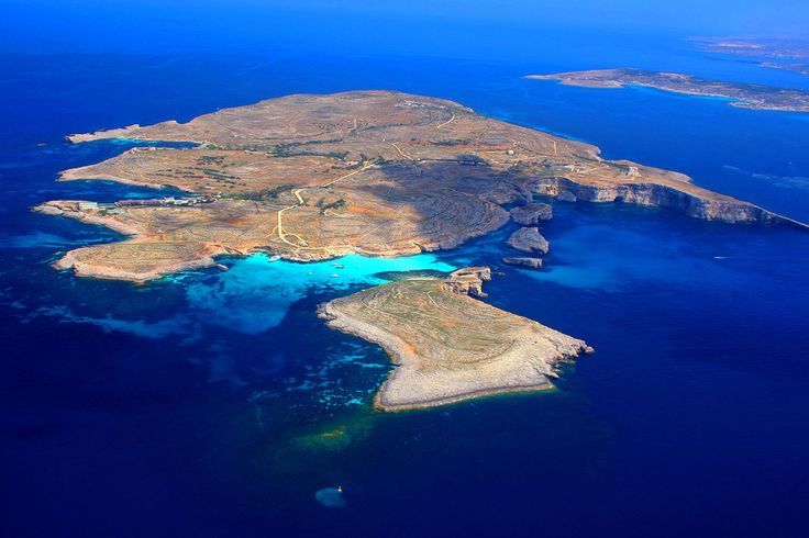 Comino and Cominotto islands in Malta, viwed from the air