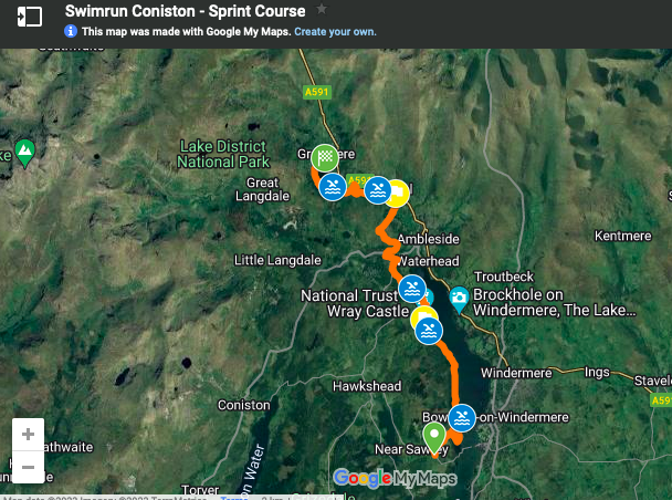 Coniston swimrun Gritty  Course