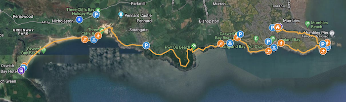 Gritty Rascals Gower Swimrun Gritty route map