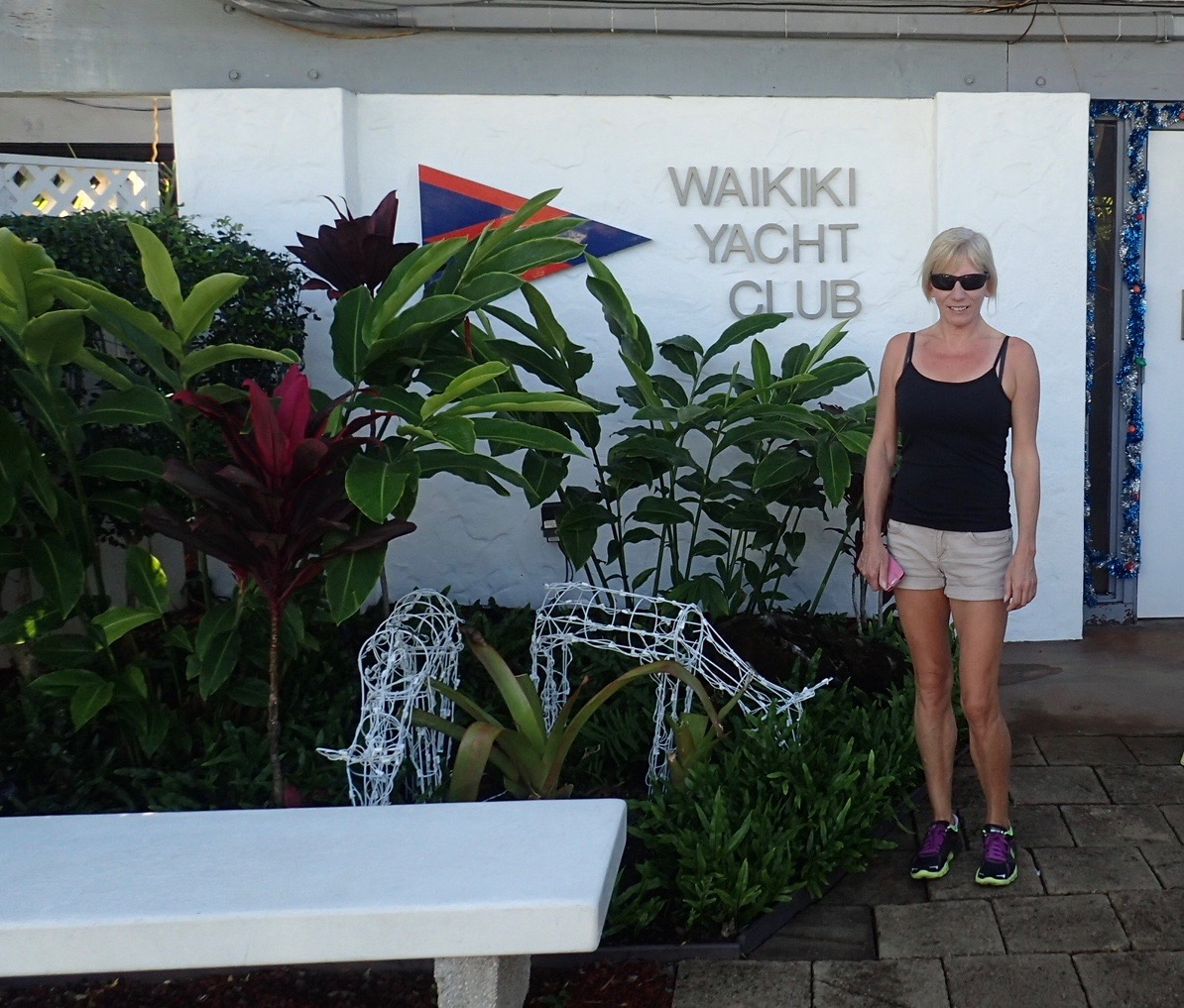 Mogsy outside the Waikiki Yacht Club Mogsy outside the Waikiki Yacht Club