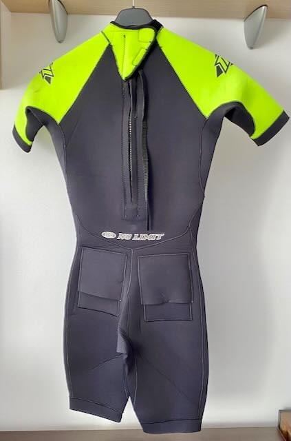 Woman's black and yellow wetsuit