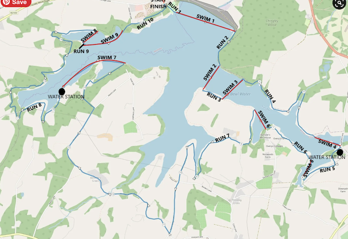 Keen As Mustard Bewl Water swimrun 21km route map Keen As Mustard Bewl Water swimrun 21km route map