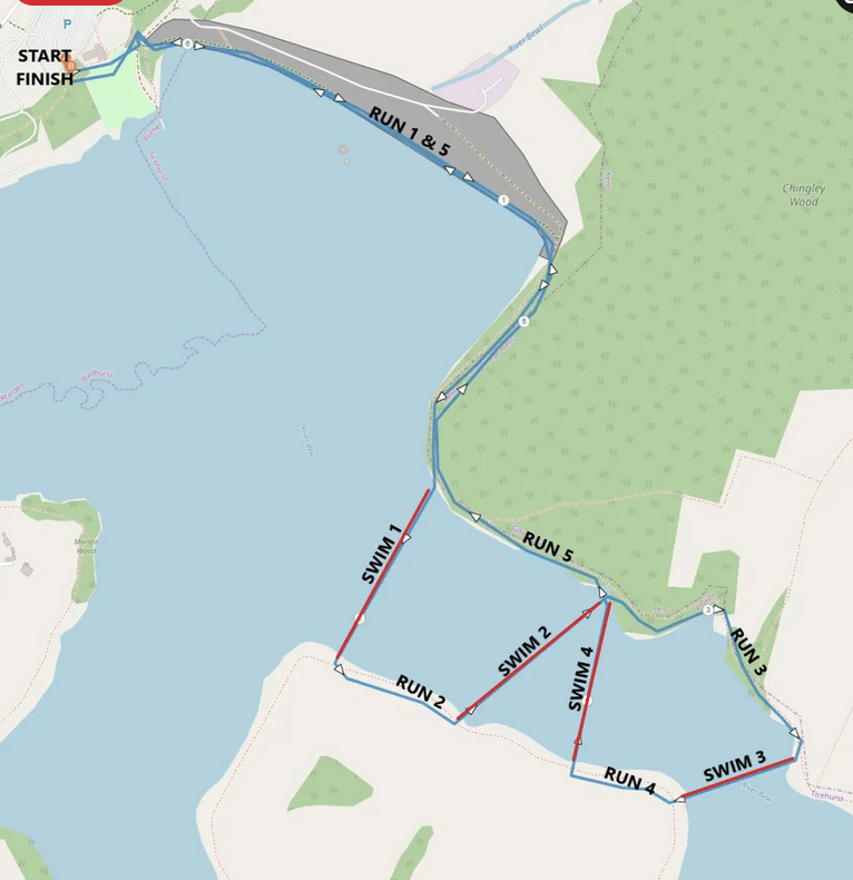 Keen As Mustard Bewl Water swimrun 6km route map Keen As Mustard Bewl Water swimrun 6km route map