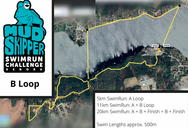 Mudskipper Swimrun Kenora Loop B route map Mudskipper Swimrun Kenora Loop B route map
