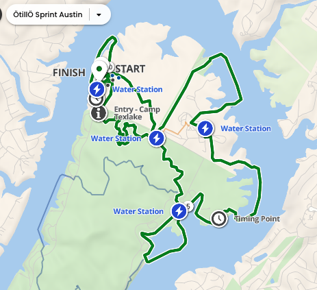 Otillo Austin Swimrun Sprint Route map