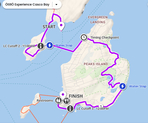 Otillo Swimrun Casco Bay Experience Route map