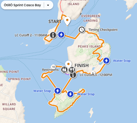 Otillo Swimrun Casco Bay Sprint Route map