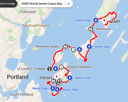 Otillo Swirun Casco Bay World Series Route map