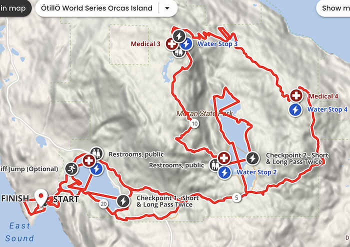 Otillo Orcas Island World Series Route Map.