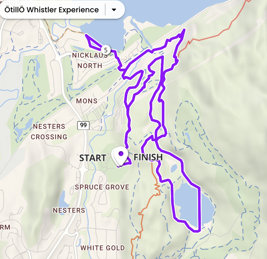 Otillo Whistler Experience swimrun event  Route Map