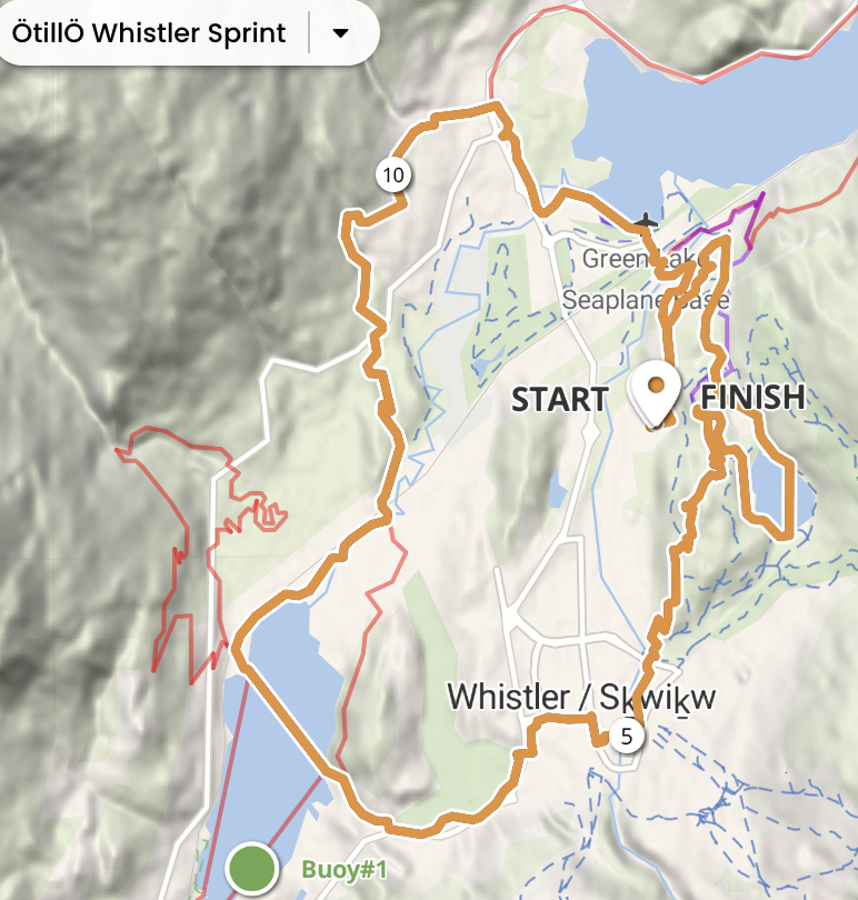 Otillo Whistler swimrun event Sprint Route Map