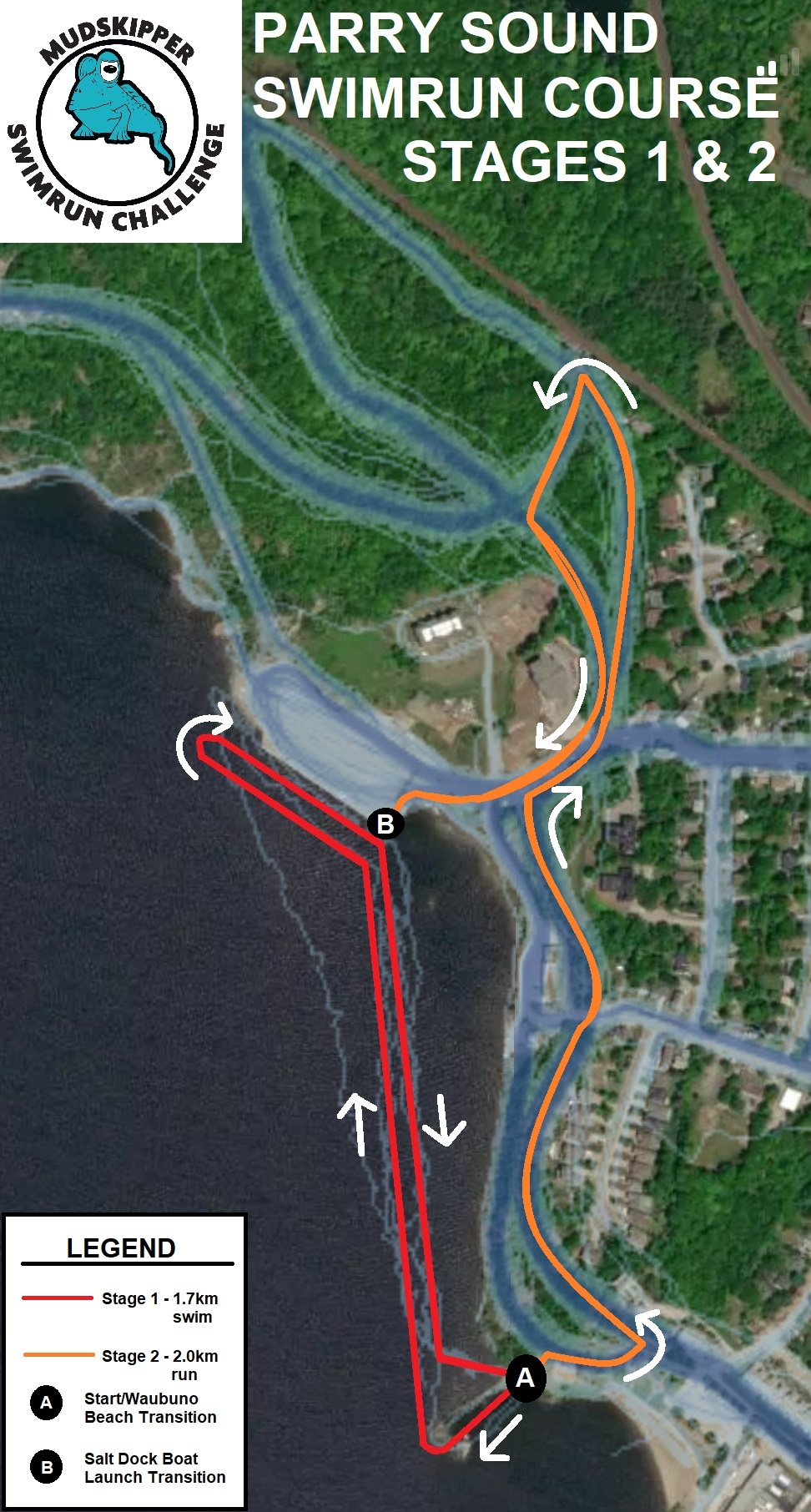 Mudskipper Swimrun Parry Sound Route Map 1