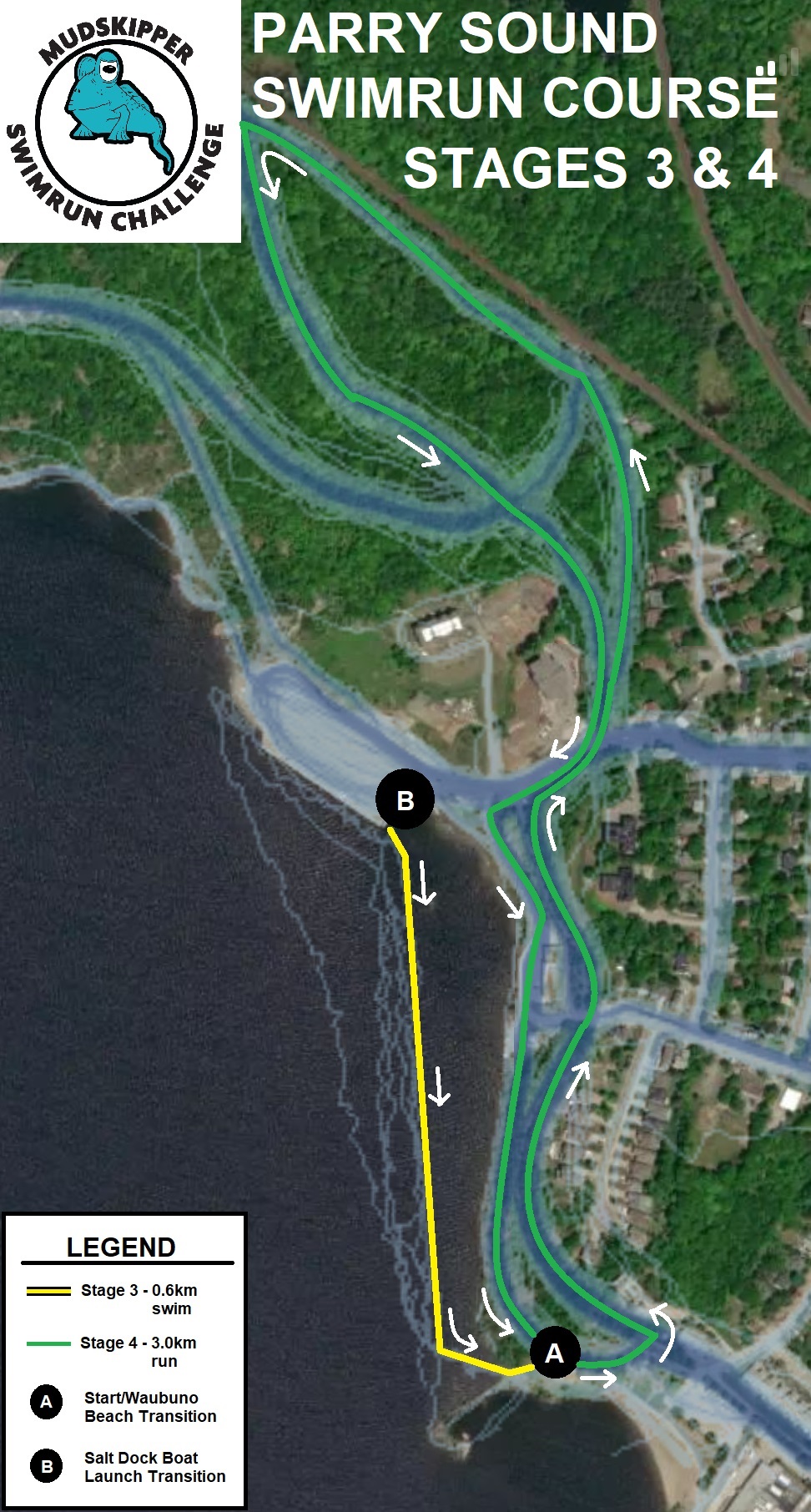 Mudskipper Swimrun Parry Sound Route Map 2