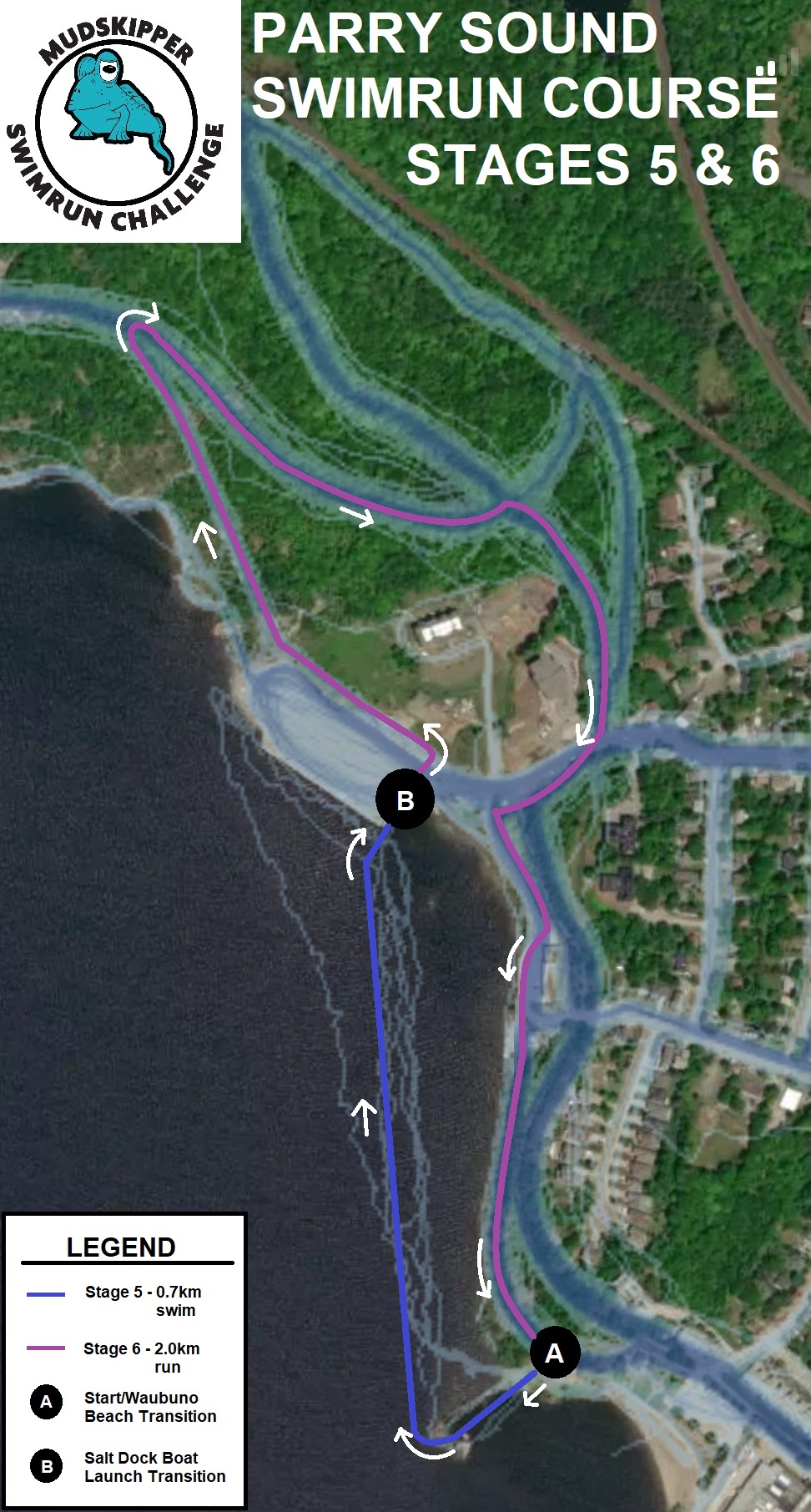 Mudskipper Swimrun Parry Sound Route Map 3