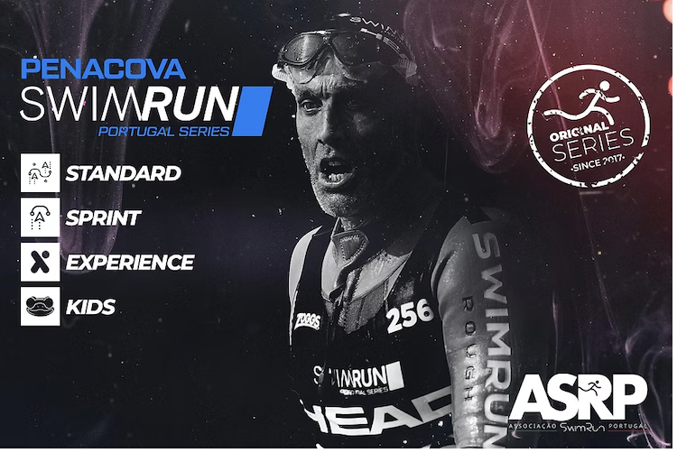 An advertising poster for the Swimrun Portugal Penacova event 2025 An advertising poster for the Swimrun Portugal Penacova event 2025