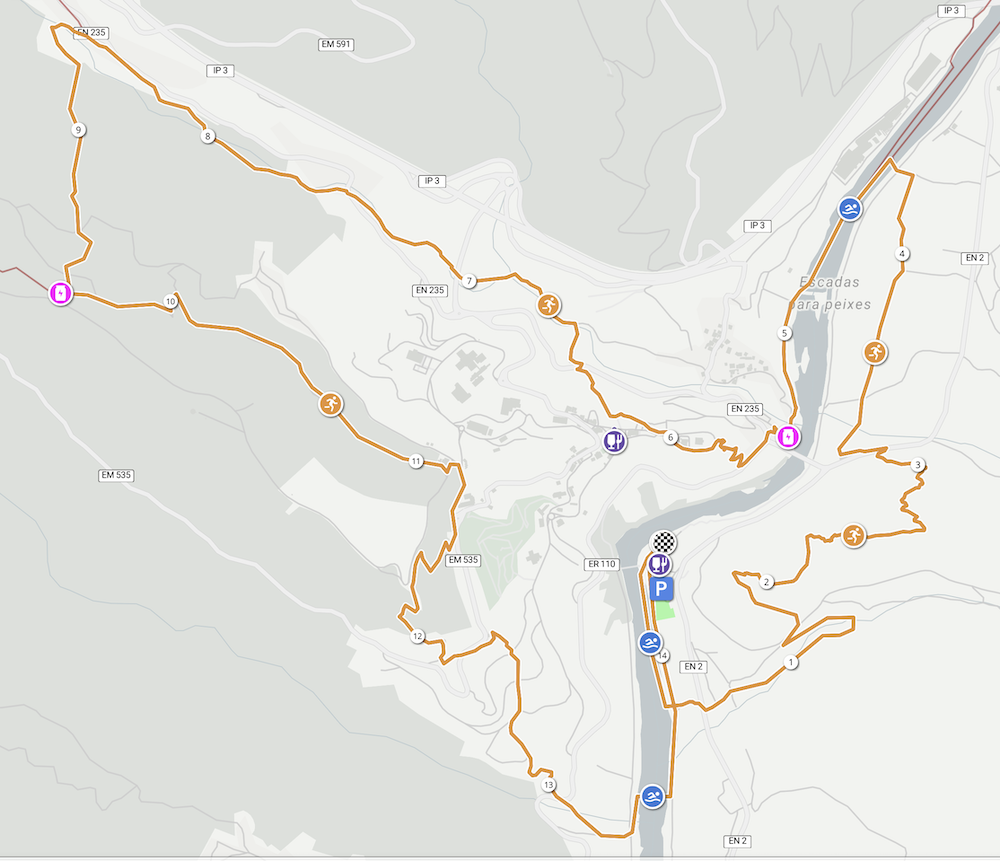 Swimrun Portugal Penacova Sprint distance route map