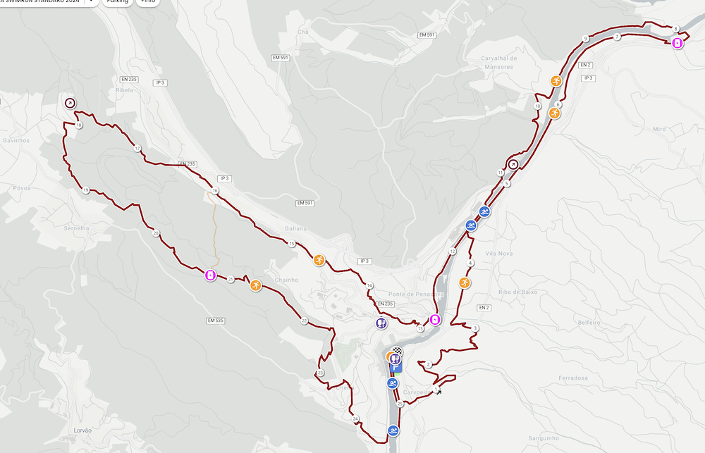 Swimrun Portugal Penacova Standard distance route map