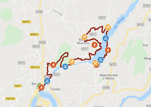 Tamega Swimrun Portugal Sprint course Map