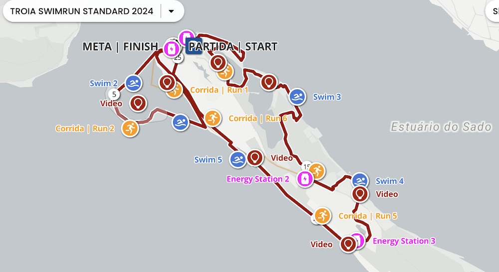 Troia Swimrun Standard course map Troia Swimrun Standard course map