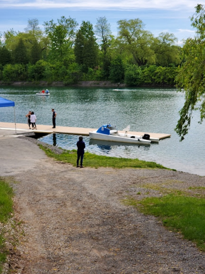 Welland Community Boathouse, looking out over the canal