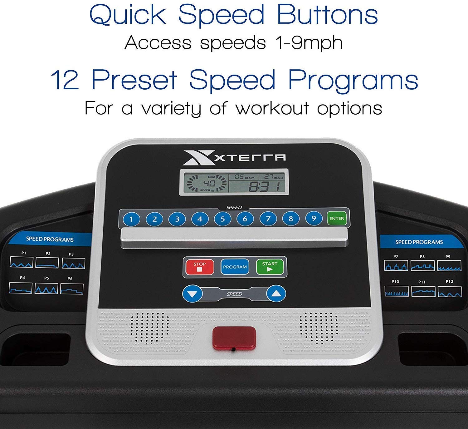 The control panel on an Xterra running treadmill