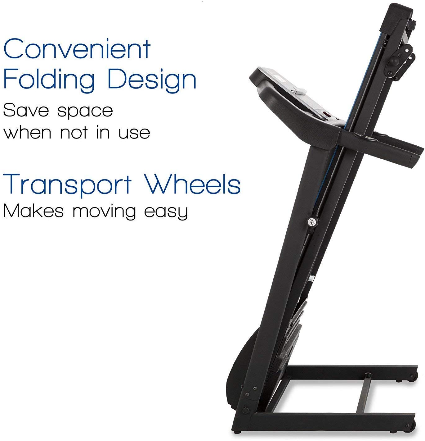 An Xterra running treadmill folded up