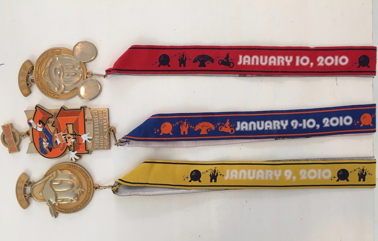 Three Disney Marathon Medals