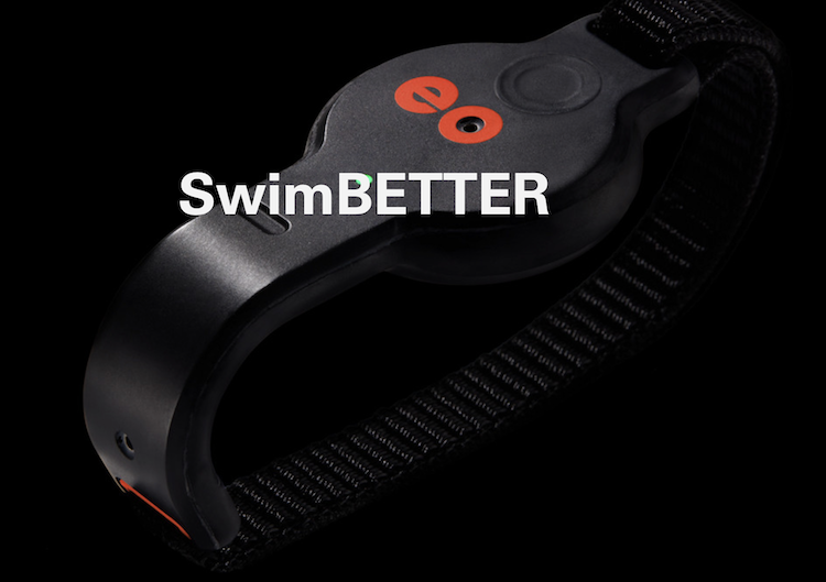 eo SwimBetter hand movement sensor in black with the letters eo in orange