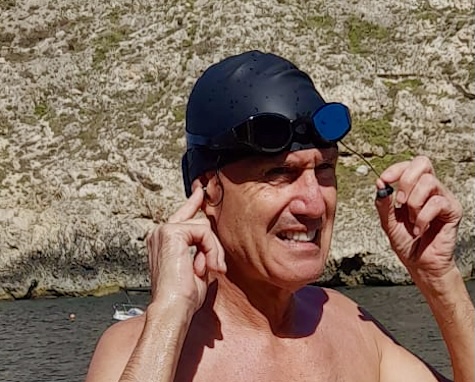 Richard fitting the SollaWave earphones