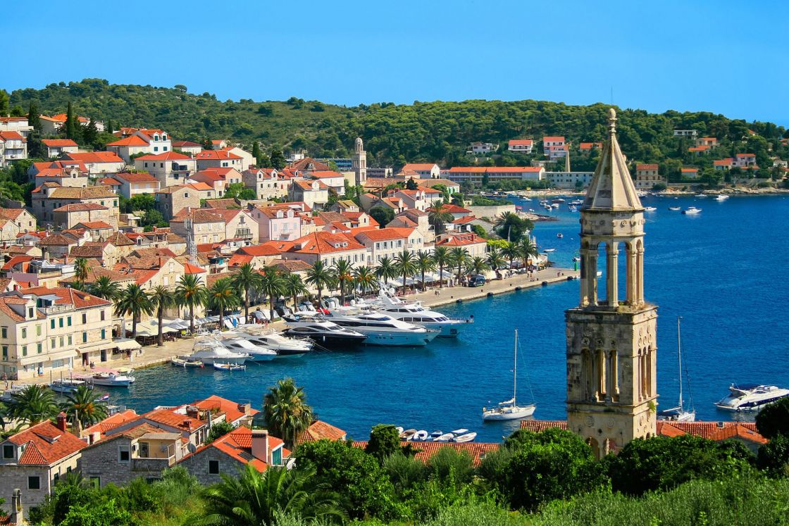 The small marina at Hvar on a sunny day The small marina at Hvar on a sunny day