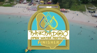 A finishers medal from the Barbados open water festival
