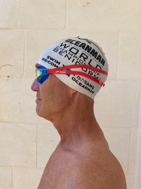 Nanoclear Strike mirror goggles by Effortless swimming with Richard and swim cap