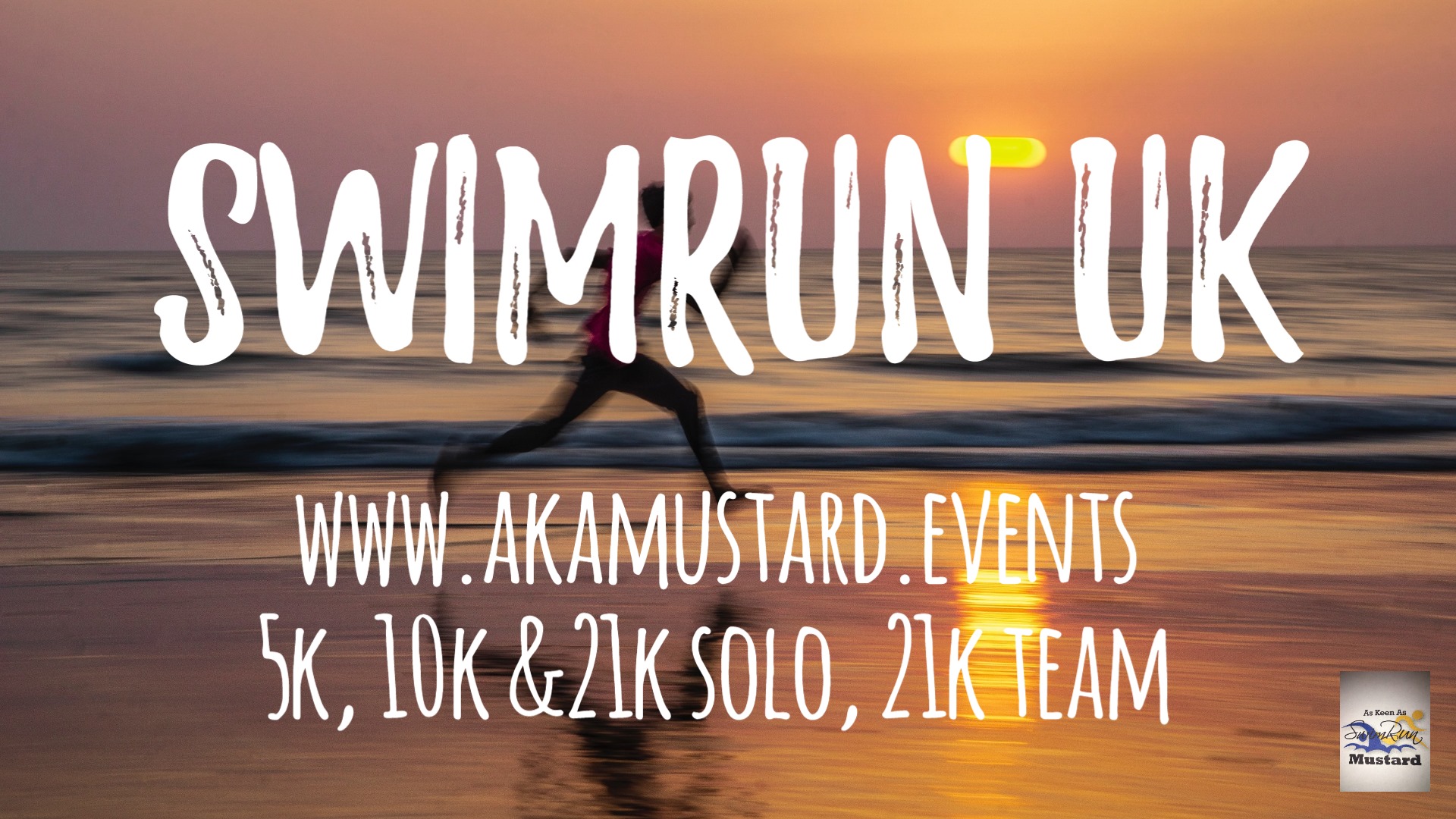 akamustard events logo - runner on a beach in sunset akamustard events logo - runner on a beach in sunset