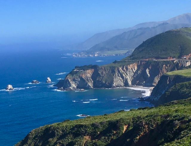 Looking out at the Pacific Ocean from Hurricane Point on Highway 1 during the Big Sur marathon.