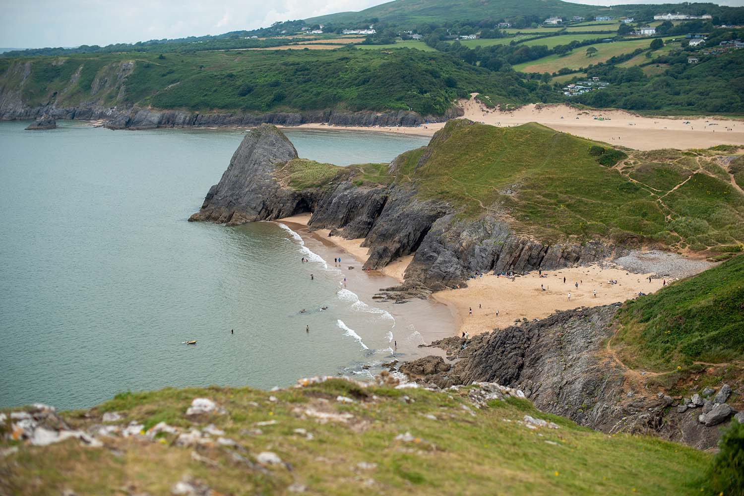 A view of three beaches on the Gower peninsula in Wales. A view of three beaches on the Gower peninsula in Wales.